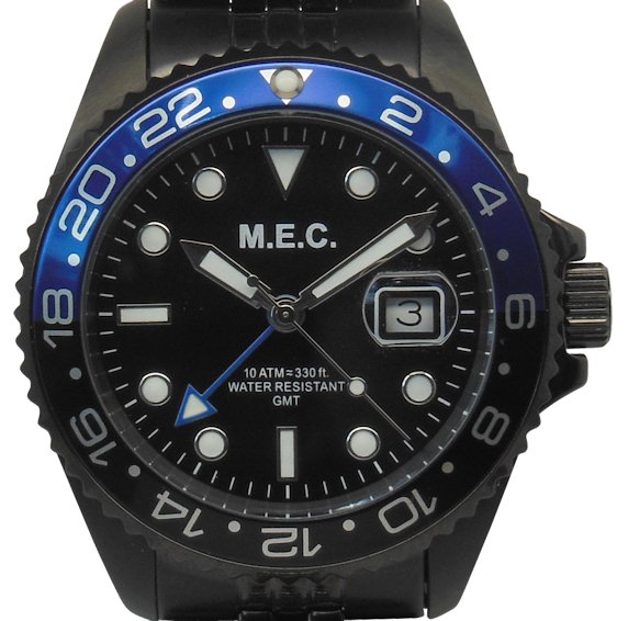 Mec Explora Gmt Cassa Pvd Acciaio 40mm Ghiera Blu e Nera