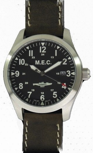M.e.c. Modello S527 Automatico Nh35 Vetro Zaffiro Quadrante Nero Cinturino Pelle