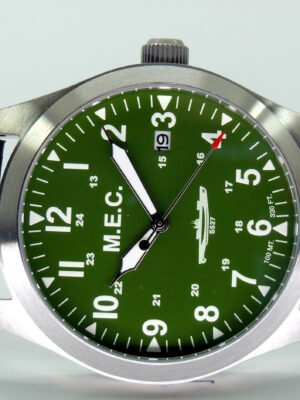 M.e.c. Modello S527 Quarzo Vetro Zaffiro Quadrante Verde Cinturino Pelle