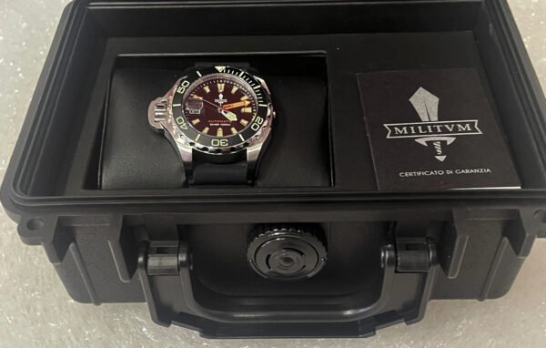 Militum Abisso Marino AM1 Sub 1000 Metri Valvola elio Cassa In Acciaio da 44mm con proteggi corona automatica Vetro Zaffiro Militum Abisso Marino AM1 Sub 1000 Metri Valvola elio Cassa In Acciaio da 44mm con proteggi corona automatica Vetro Zaffiro