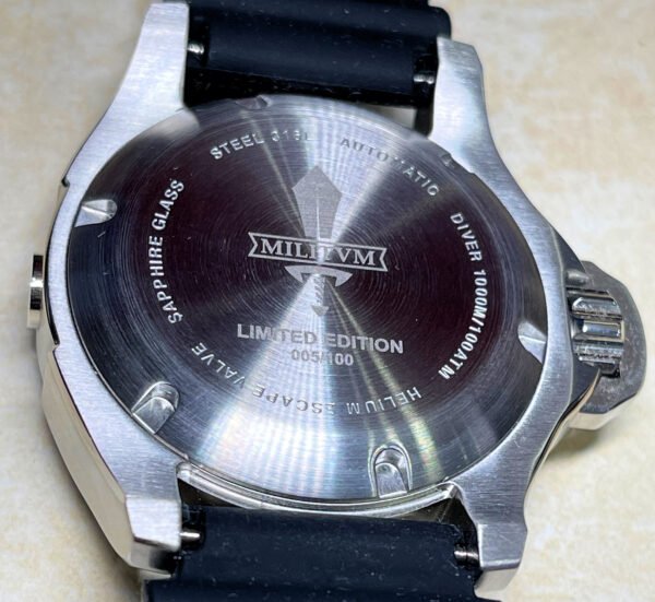 Militum Abisso Marino AM1 Sub 1000 Metri Valvola elio Cassa In Acciaio da 44mm con proteggi corona automatica Vetro Zaffiro Militum Abisso Marino AM1 Sub 1000 Metri Valvola elio Cassa In Acciaio da 44mm con proteggi corona automatica Vetro Zaffiro