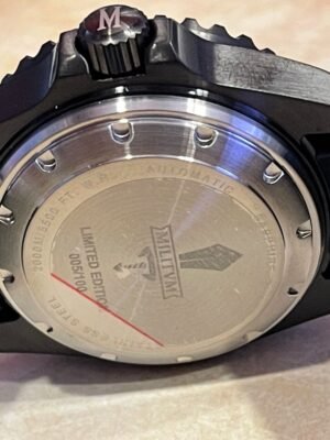 Militum Automatico Sub 2000 Metri PVD Valvola Elio Vetro Zaffiro Ghiera Ceramica Nera Quadrante nero opaco