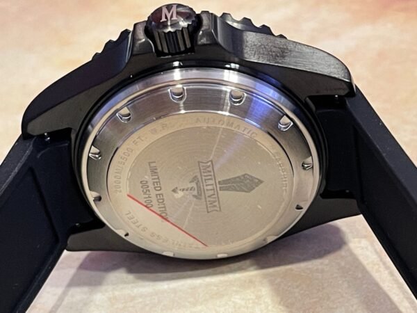 Militum Automatico Sub 2000 Metri PVD Valvola Elio Vetro Zaffiro Ghiera Ceramica Nera Quadrante nero opaco