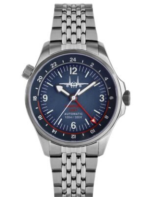 Militum Aviatore GMT con quadrante blu, con cassa 42mm e 12 di altezza