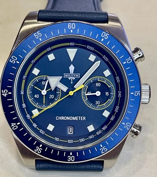 Militum Chronos Dotato Di Cronografo Cassa Satinata Da 44mm Dial Blu