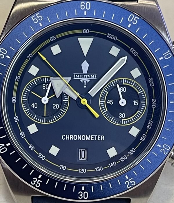 Militum Chronos Dotato Di Cronografo Cassa Satinata Da 44mm Dial Blu