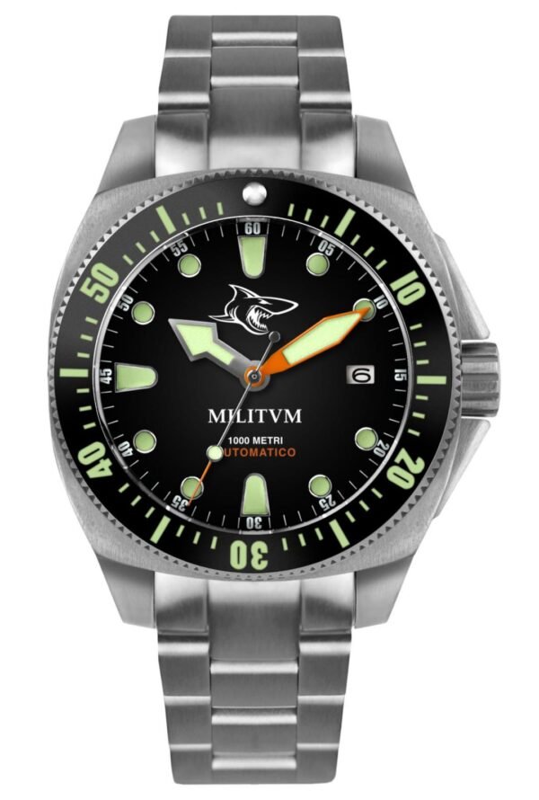 Militum Fortezza Marina M1 Cassa 42mm Sub 1000 Metri Limited Edition 1/100 Megalodonte Valvola Elio Vetro Zaffiro Ghiera Ceramica Quadrante Nero Militum Fortezza Marina M1 Cassa 42mm Sub 1000 Metri Limited Edition 1/100 Megalodonte Valvola Elio Vetro Zaffiro Ghiera Ceramica Quadrante Nero