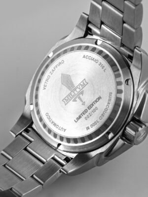 Militum Fortezza Marina M2 Cassa 42mm Sub 1000 Metri Limited Edition 1/100 Megalodonte Valvola Elio Vetro Zaffiro Ghiera Ceramica Quadrante Blu