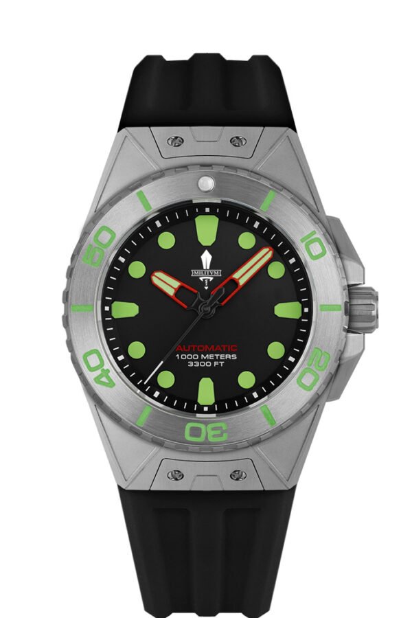 Militum Oblò Sub 1000 Metri cassa 42mm e 15 di altezza in acciaio satinato