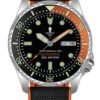 Militum Pelagus con Cassa 40mm 30atm sub 300 Mt. Vetro Zaffiro pvd black Spesore 13 mm Vetro Zaffiro Quadrante nero Gladio Cinturino Gomma Nero con Cuciture Arancioni