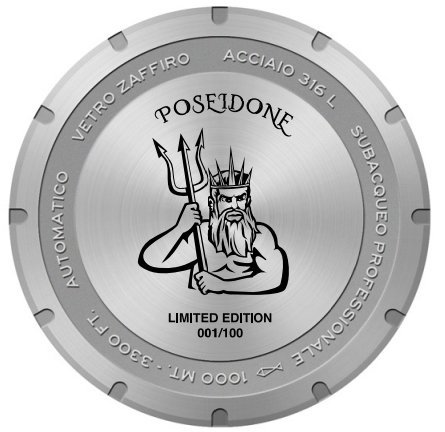 Militum Poseidone C3 Cassa 46mm Sub 1000 Metri Limited Edition 1/100 Valvola Elio Vetro Zaffiro Ghiera Ceramica Quadrante California Nero Con Inserti Blu
