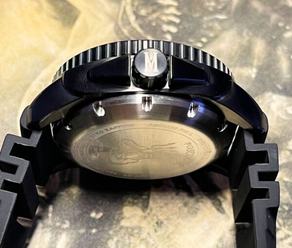 Militum Poseidone C3 Cassa 46mm Sub 1000 Metri Limited Edition 1/100 Valvola Elio Vetro Zaffiro Ghiera Ceramica Quadrante California Nero Con Inserti Blu