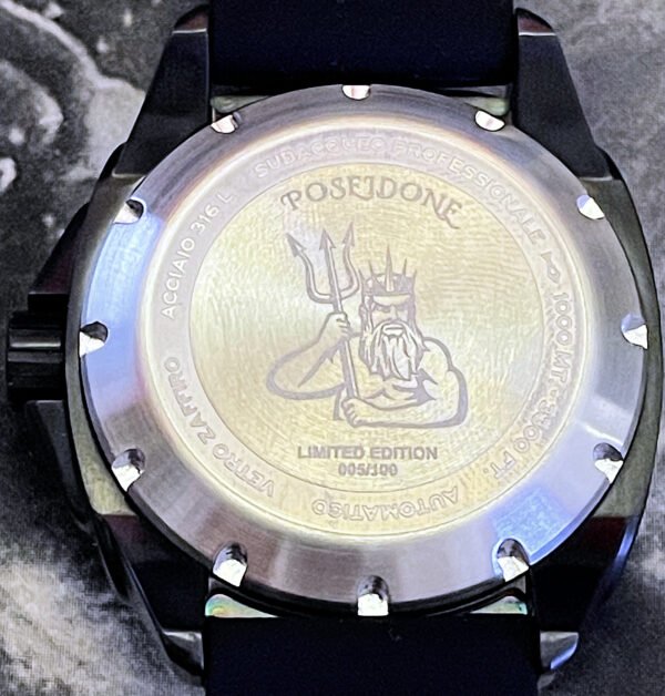 Militum Poseidone P4 Cassa 46mm Sub 1000 Metri Limited Edition 1/100 Valvola Elio Vetro Zaffiro Ghiera Ceramica Quadrante Pan Verde