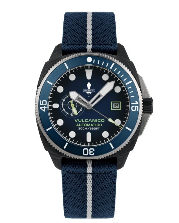 Militum Vulcanico da 42mm In Carbonio Forgiato e Titanio 30 Atm Dial Blu Cinturino Nato