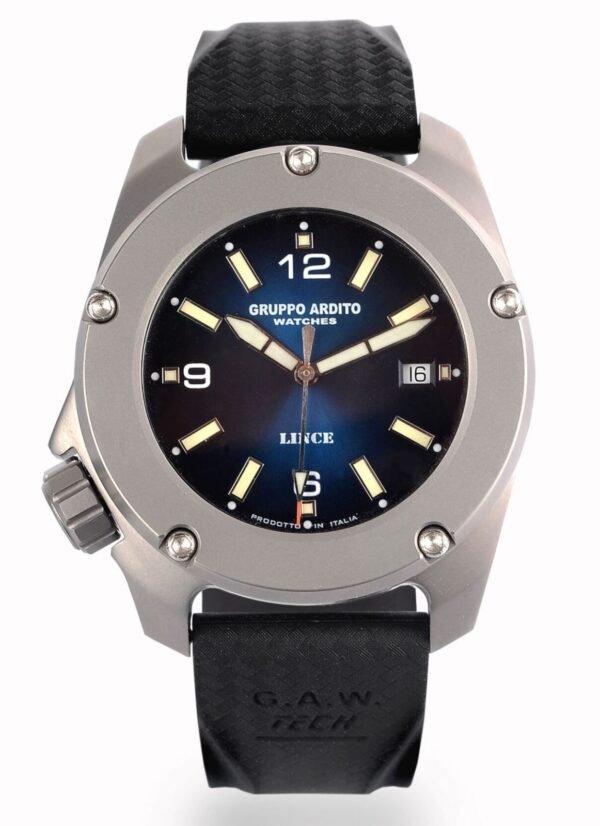 Orologio Artigianale Italiano Gruppo Ardito Modello Lince Titanio Sub 1000 Metri Blu