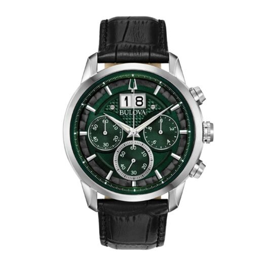 Orologio Cronografo Bulova in Acciaio e Pelle - Sutton Big Date - 96B310