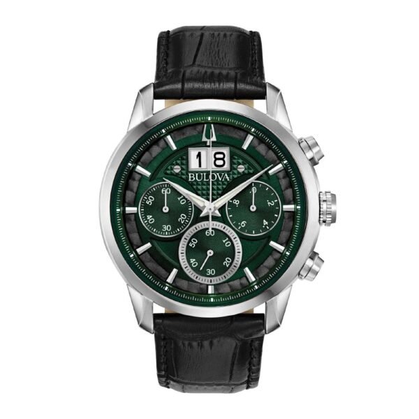 Orologio Cronografo Bulova in Acciaio e Pelle - Sutton Big Date - 96B310