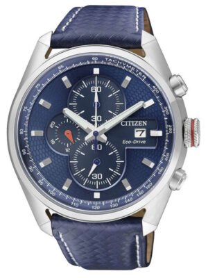 Orologio Cronografo Citizen da Uomo in Acciaio e Pelle Blu - Crono Street - CA0360-07L