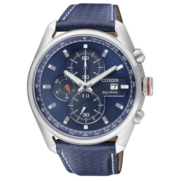 Orologio Cronografo Citizen da Uomo in Acciaio e Pelle Blu - Crono Street - CA0360-07L