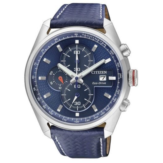 Orologio Cronografo Citizen da Uomo in Acciaio e Pelle Blu - Crono Street - CA0360-07L