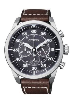 Orologio Cronografo Citizen Eco Drive da Uomo in Acciaio E Pelle - Aviator Chrono - CA4210-16E