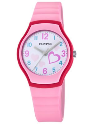 Orologio da Bambina Calypso in Gomma Rosa e Rosso con Cuori - Junior - K5806/2