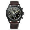 Orologio Eco Drive Cronografo Citizen in Acciaio e Pelle - Crono Aviator - AT2465-18E