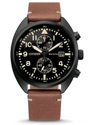 Orologio Eco Drive Cronografo Citizen in Acciaio e Pelle - Crono - CA7045-14E