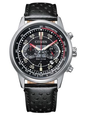 Orologio Eco Drive Cronografo Citizen in Acciaio e Pelle - Crono Racing - CA4460-19E
