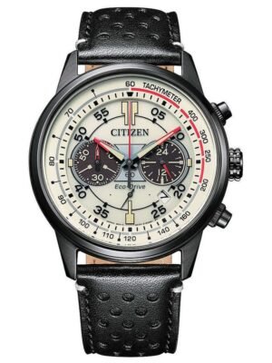 Orologio Eco Drive Cronografo Citizen in Acciaio e Pelle - Crono Racing - CA4465-15X