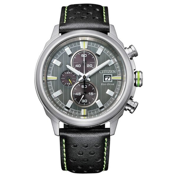 Orologio Eco Drive Cronografo Citizen in Acciaio e Pelle - Crono Sport - CA0739-13H