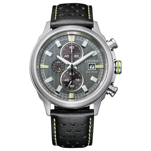 Orologio Eco Drive Cronografo Citizen in Acciaio e Pelle - Crono Sport - CA0739-13H