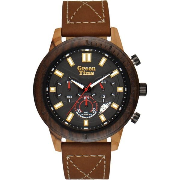 Orologio Green Time Cronografo in Legno e Eco Pelle - ZW100B