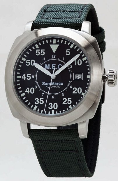 Orologio Militare M.e.c. Modello San Marco Automatico Dial Nero con Numerazione Aeronautica copia