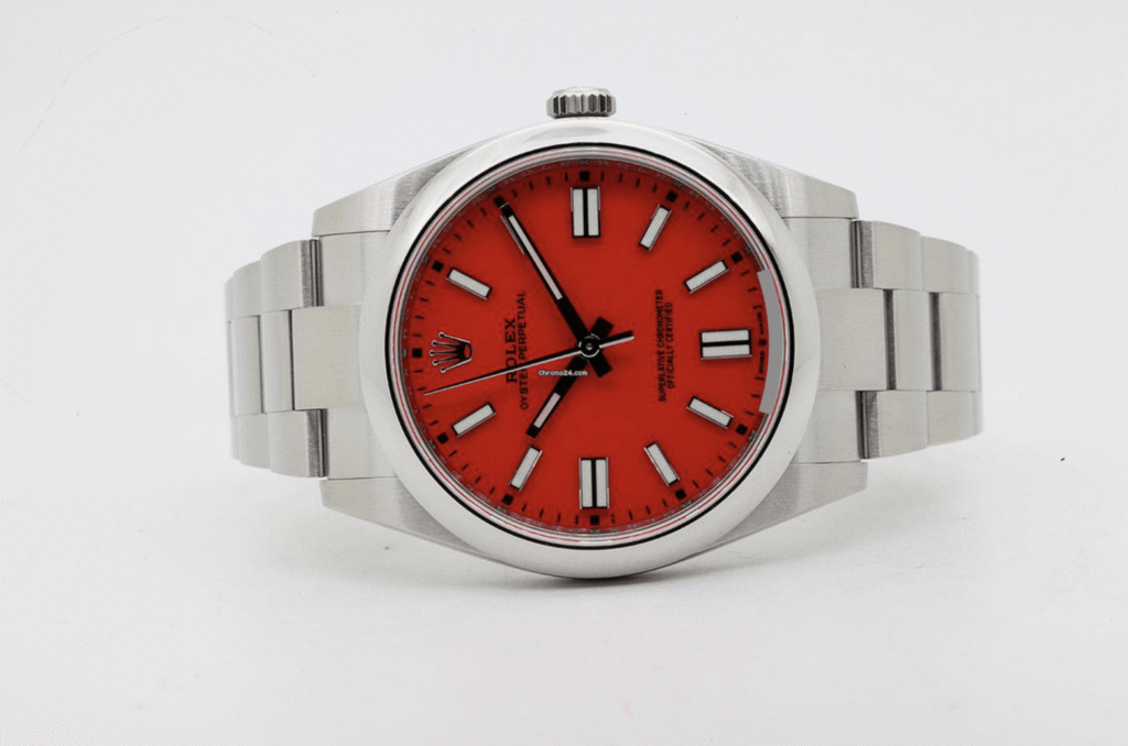 Rolex Oyster Perpetual 41mm Red Coral Dial 124300