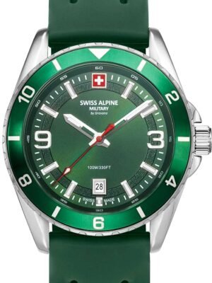 Swiss Alpine Military 7034.1834 Orologio Uomo Sierra argento verde 42mm 10ATM
